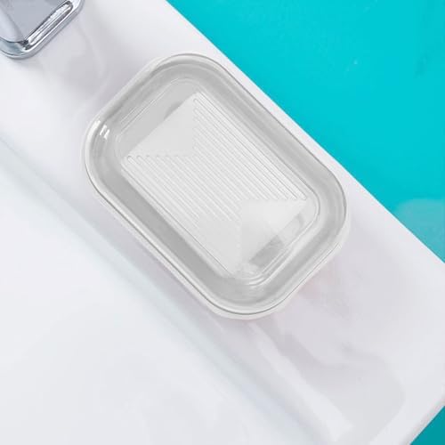 Small Soap Dish with Drainage and Flip-Top Design