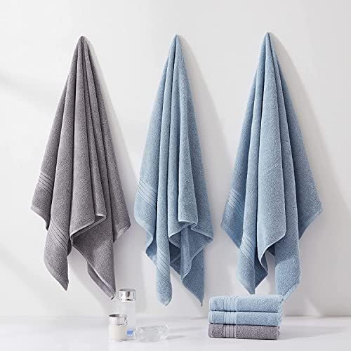 COZYART 3Pcs Light Blue Turkish Cotton Towel Set