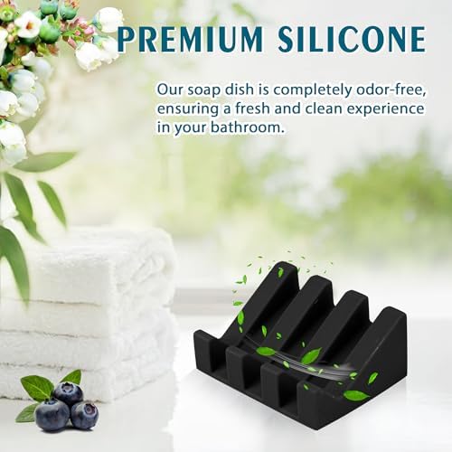 AIXIAOYA Silicone Soap Dish with Drain and Double Suction Cups 1