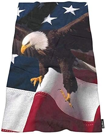 Moslion Soft Bath Towels with USA Flag and Bald Eagle Design 1