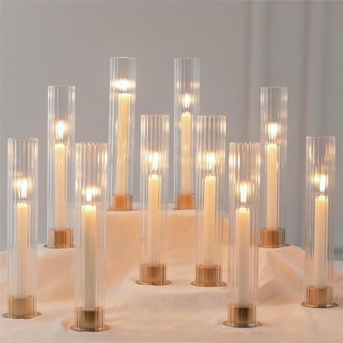 NUPTIO Gold Hurricane Candle Holder Set of 10