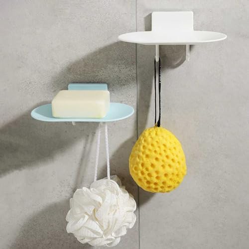 Curfair 2Pcs Wall Mount Soap Holder with No Trace Adhesive Dark Gray