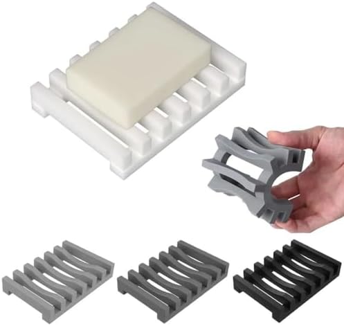Self Draining Silicone Soap Dish for Shower and Kitchen
