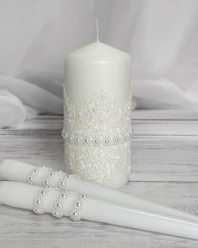 Magik Life Unity Candle Set - 6 Pillar 2 Taper Candles - White