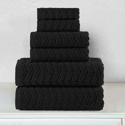 Elegant Comfort 6-Piece Turkish Cotton Towel Set - Black