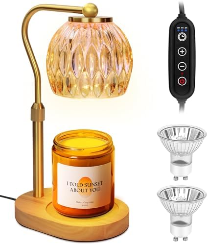 Elegant Adjustable Gold Candle Warmer Lamp with Timer Dimmer