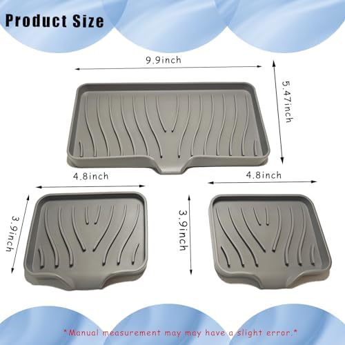 3 Pcs Silicone Soap Dish Set for Bathroom Kitchen Sink
