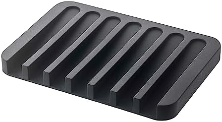 Flexible Silicone Soap Dish with Drainage - Black