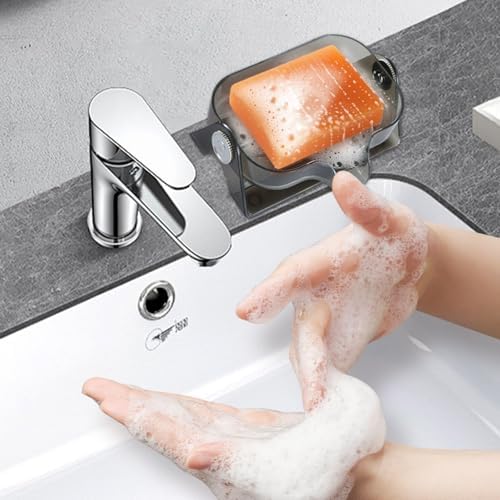 Self-Draining Plastic Soap Dish Holder for Sink and Shower