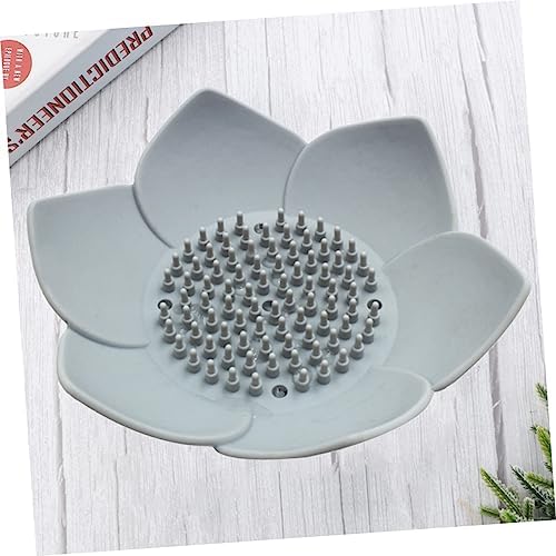 Healifty Grey Silicone Flower Soap Dish Holder 1