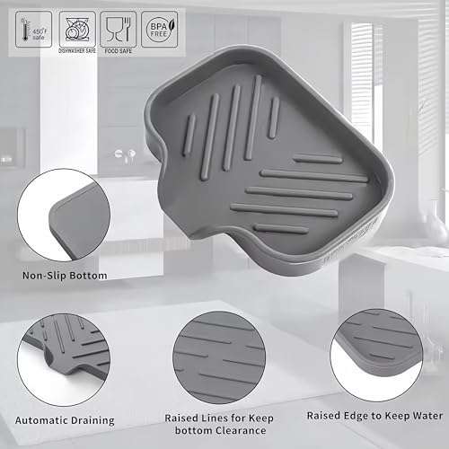 Silicone Soap Dish with Drain 1 Pcs Grey