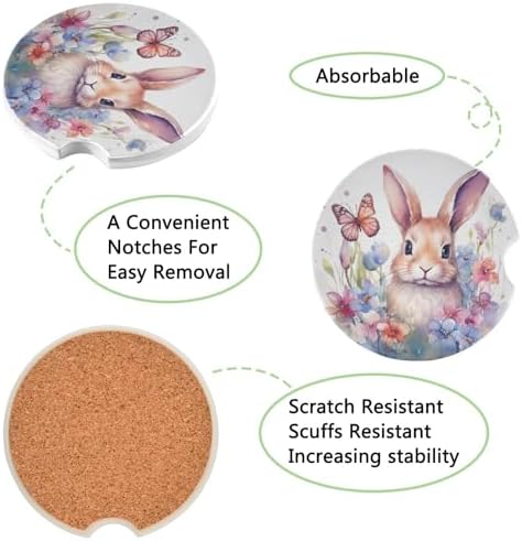 Takiito Easter Bunny Car Cup Holder Coasters 2 Pack