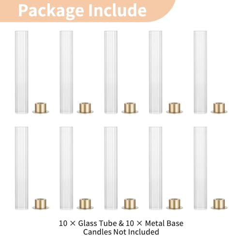 NUPTIO Gold Hurricane Candle Holder Set of 10