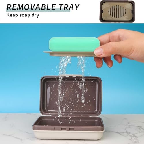 4 Pack Travel Soap Holder Set with Foaming Net and Packaging Bags Grey