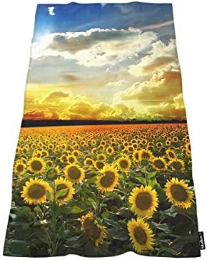 Comfy Bath Towel with Sunflowers - Soft and Large 64x32 Inches