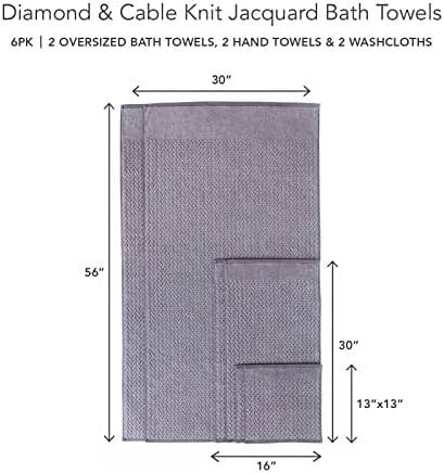 TexereSilk Organic Cotton Jacquard Towel Set - 650 GSM 6 Piece
