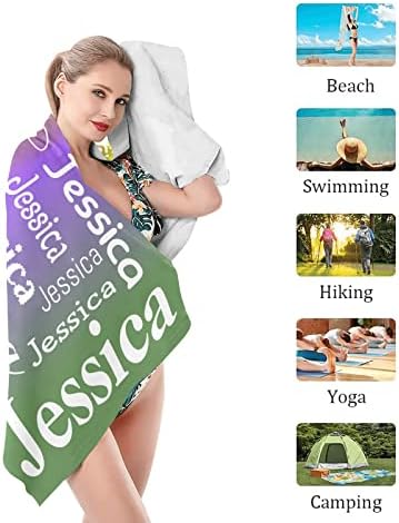 XOZOTY Pink Yellow Purple Green Personalized Beach Towel