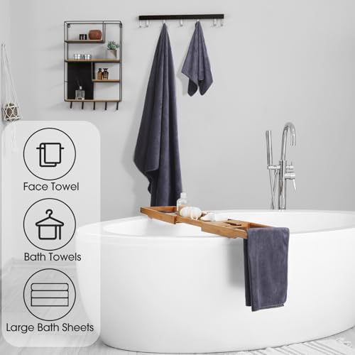 Mixweer 24-Piece Bath Towel Set Dark Grey Microfiber