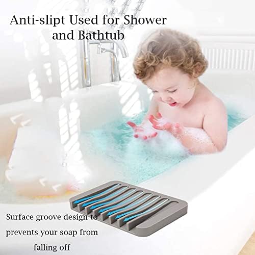 AKOAK Silicone Soap Dish Holder Self-Draining Gray