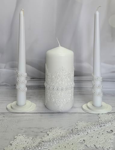 Magik Life Unity Candle Set - 6 Pillar 2 Taper Candles - White