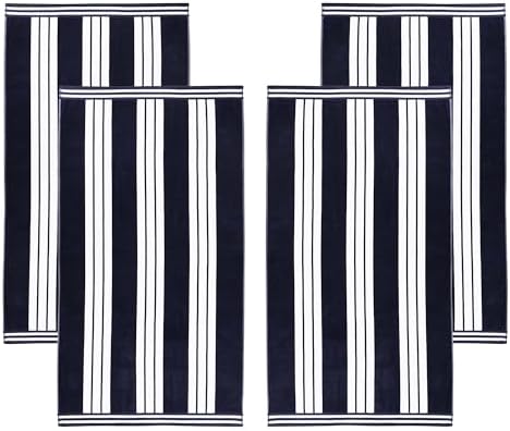 Superior Oversized Cotton Beach Towel Set of 4 - Blue