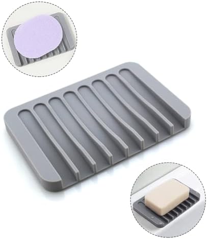 AKOAK Silicone Soap Dish Holder Self-Draining Gray