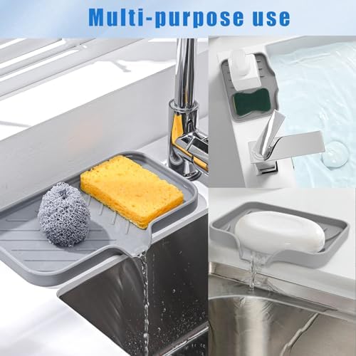 3 Pcs Silicone Soap Dish Set for Bathroom Kitchen Sink