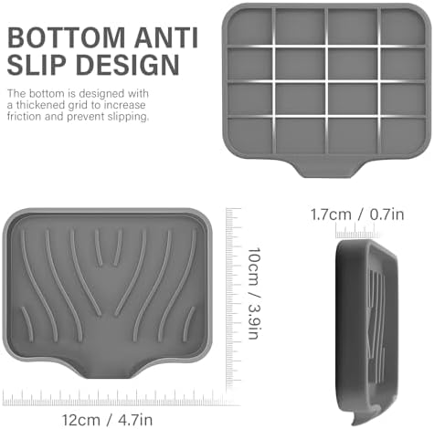 2PCS Self Draining Soap Holder Grey