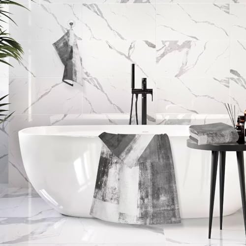 MATEKULI 3-Piece Black White Grey Towel Set