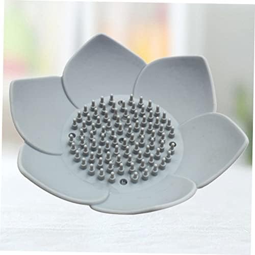 Healifty Grey Silicone Flower Soap Dish Holder 1