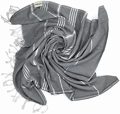Aegean Concept Turkish Beach Towel 37x77 Inches Soft Quick Dry Packable Anthracite