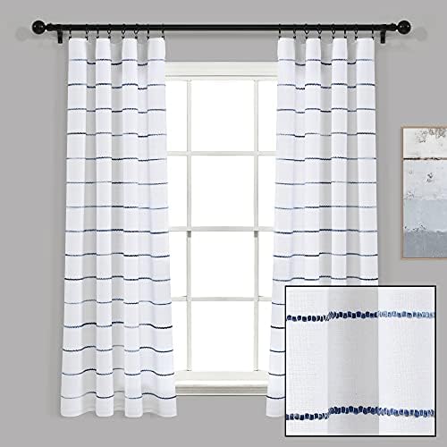 Lush Decor Ombre Stripe Window Curtain Panel Set - Navy