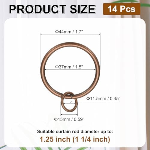 PATIKIL 14 Pcs Bronze Metal Curtain Rings with Eyelets 1