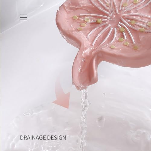Loyliawa Soap Dish with Drainage Non-Slip Flower Shape Grey