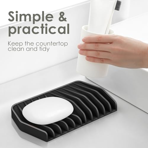 SAISN Silicone Soap Dish for Shower Black