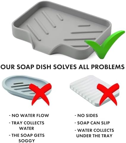 AG Company Silicone Soap Bar Holder - Premium Gray Self-Draining
