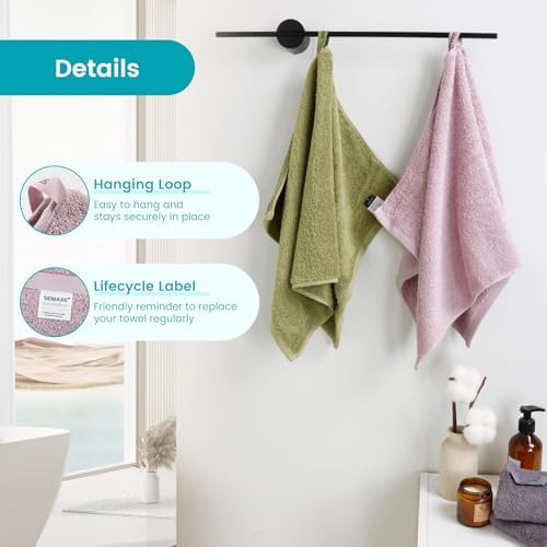 SEMAXE 6-Piece Bathroom Towel Set - 100 Cotton