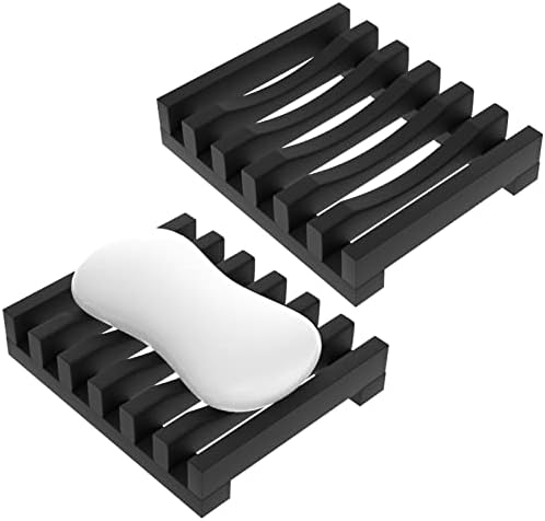 ALIMOTA Soap Tray Case Holder 2 Pcs Silicone Drainer for Bath