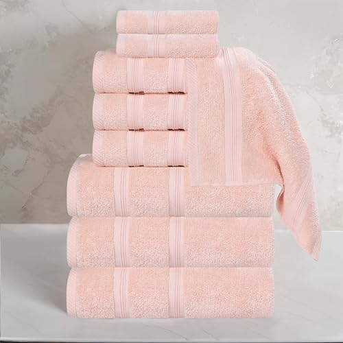 Superior 9-Piece Cotton Towel Set in Peach 1