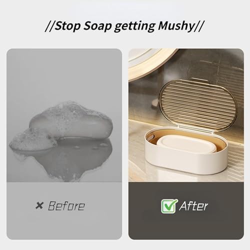 Elegant Grey Soap Dish with Drain and Lid 1