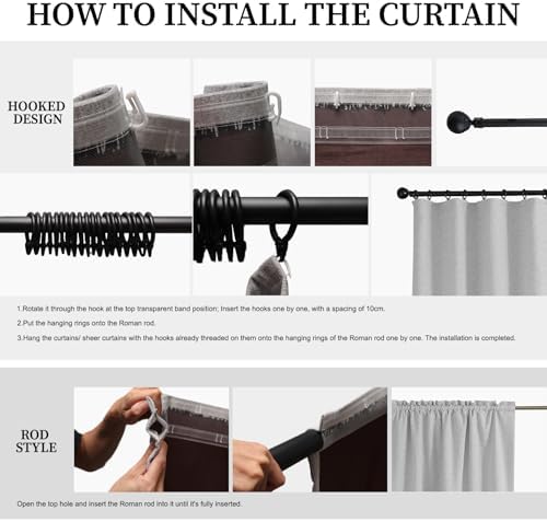 Hugmoom Blackout Linen Curtains 2 Panels Set 96 Inches Long