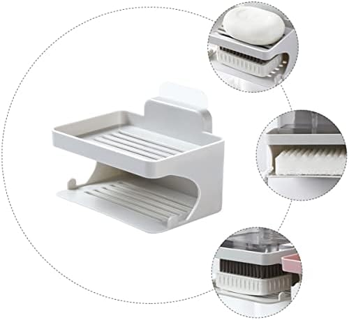 WESIEVYA Punch Double Layer Soap Dish Holder Organizer for Bathroom Kitchen