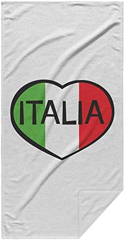 Large Microfiber Beach Towel with Italia Heart Design