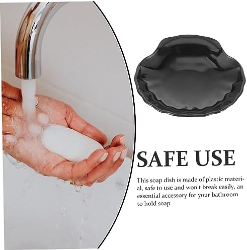 HOLIDYOYO Seashell Soap Dish Black Acrylic Bar Soap Holder
