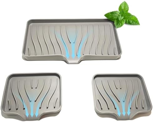 3 Pcs Silicone Soap Dish Set for Bathroom Kitchen Sink