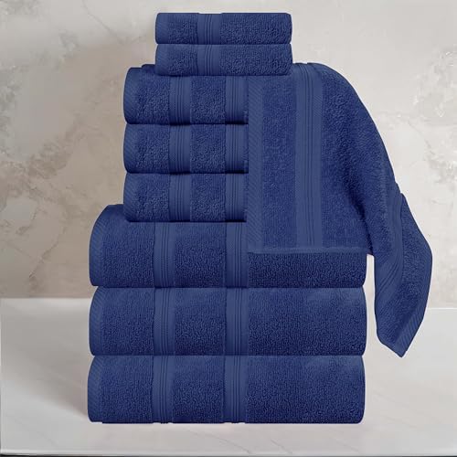 Superior 9-Piece Cotton Towel Set Navy Blue 1