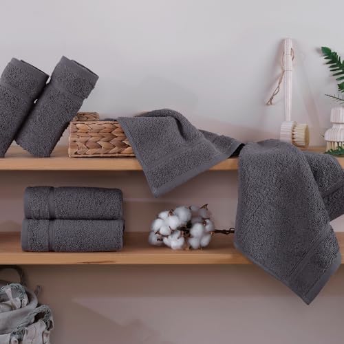 Hawmam Linen 13x13 Inch Face Towels 12 Pack Grey