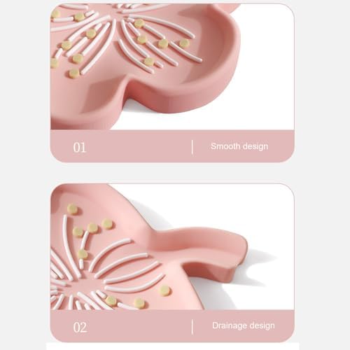 Loyliawa Soap Dish with Drainage Non-Slip Flower Shape Grey