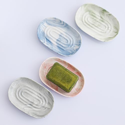 Ceramic Soap Tray with Anti-Slip Marble Design