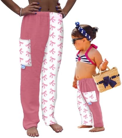 Paradise Towel Pants - Pink Bows Cotton Terry
